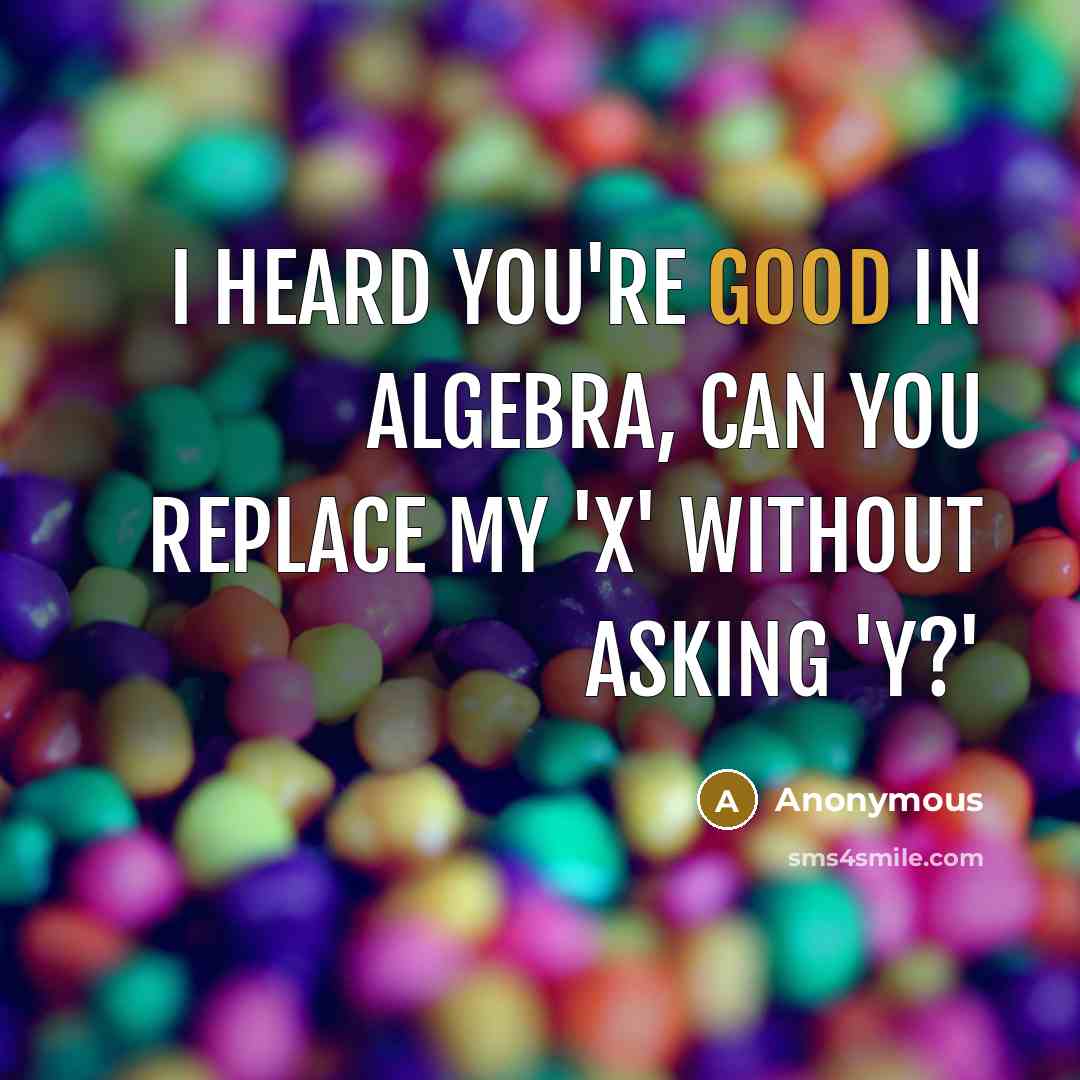 “I heard you're good in algebra, can you replace my…” quote by Anonymous