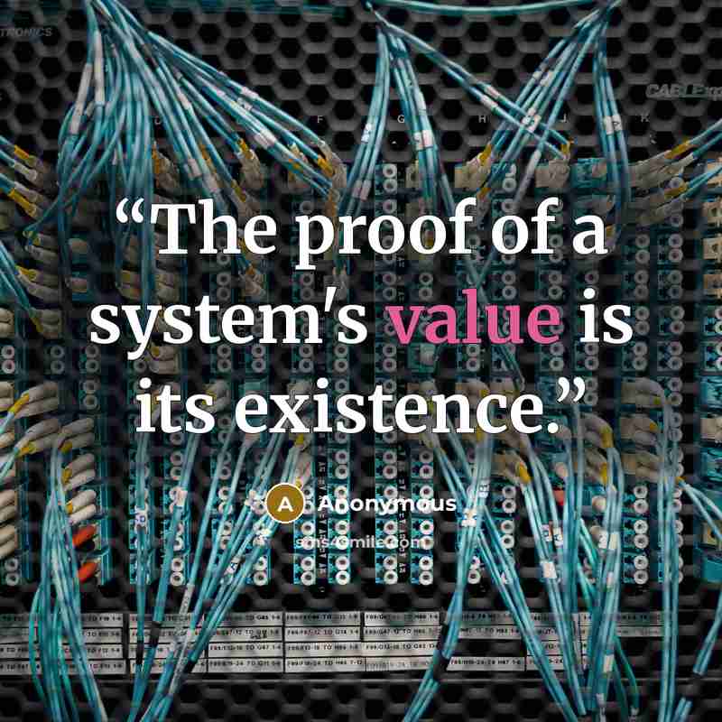 “The proof of a system's value is its existence.” quote by Anonymous