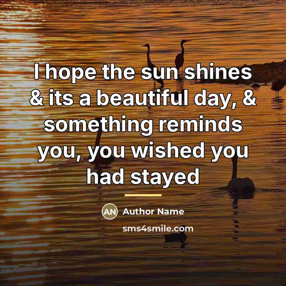 “I hope the sun shines & its a beautiful day,…” quote by Author Name
