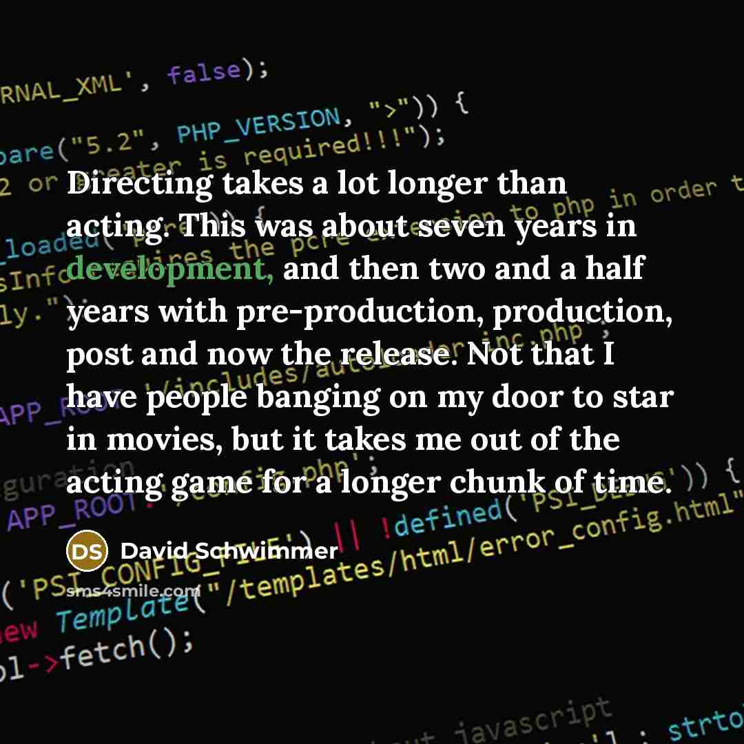 “Directing takes a lot longer than acting. This was about…” quote by David Schwimmer