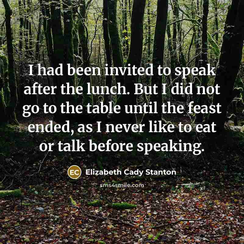 “I had been invited to speak after the lunch. But…” quote by Elizabeth Cady Stanton
