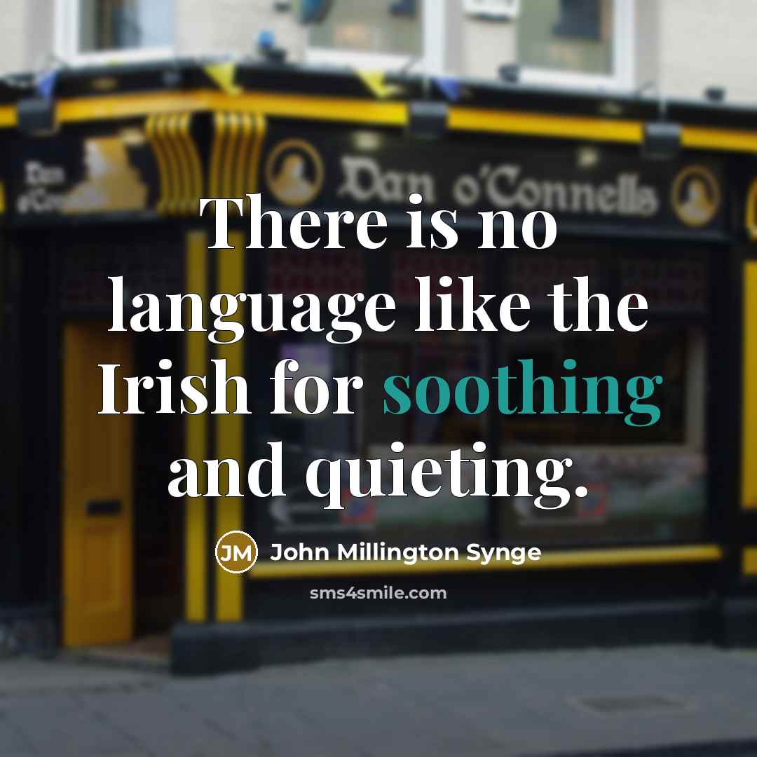 “There is no language like the Irish for soothing and quieting.” quote by John Millington Synge