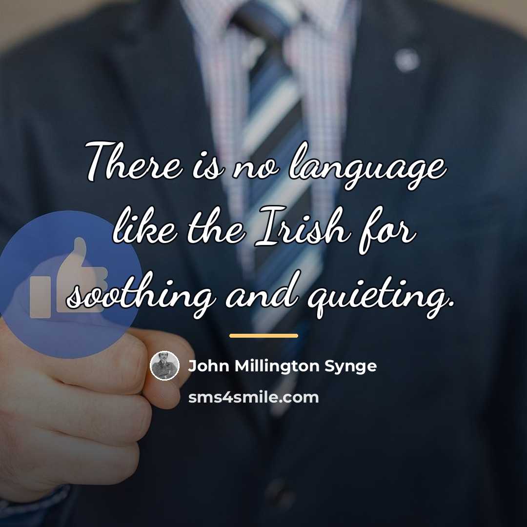 “There is no language like the Irish for soothing and…” quote by John Millington Synge
