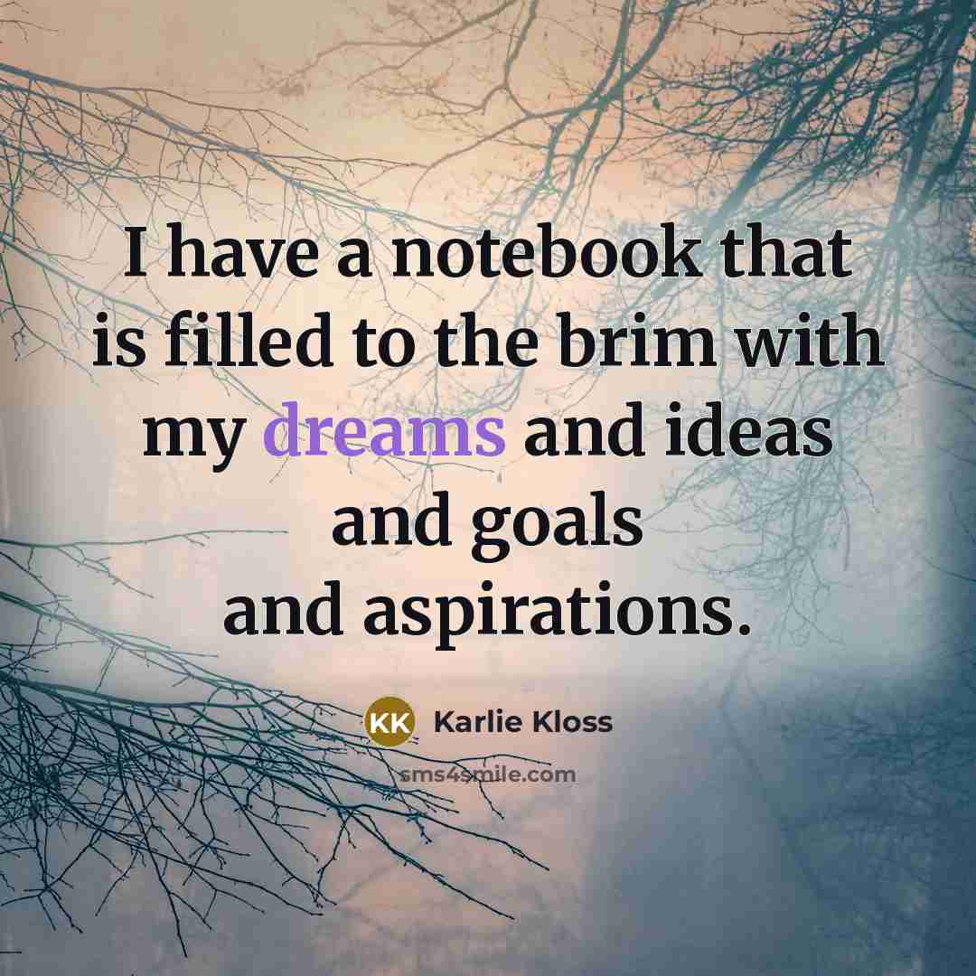 “I have a notebook that is filled to the brim…” quote by Karlie Kloss