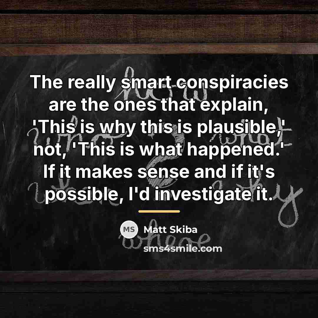 “The really smart conspiracies are the ones that explain, 'This…” quote by Matt Skiba
