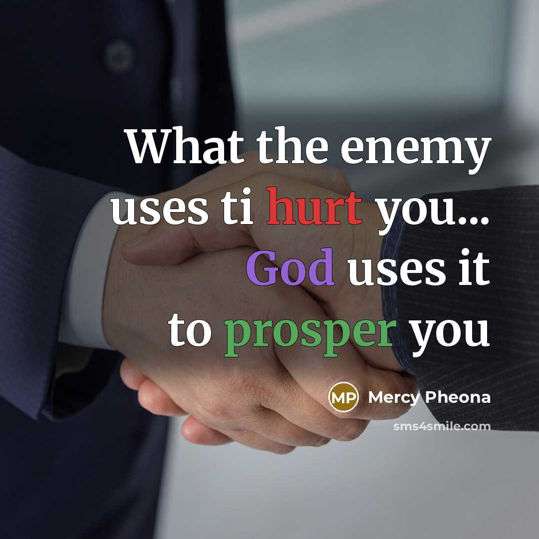 “What the enemy uses ti hurt you... God uses it to prosper you” quote by Mercy Pheona