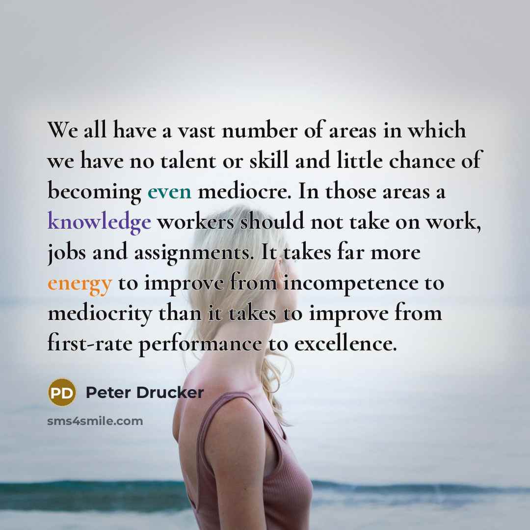 “We all have a vast number of areas in which…” quote by Peter Drucker