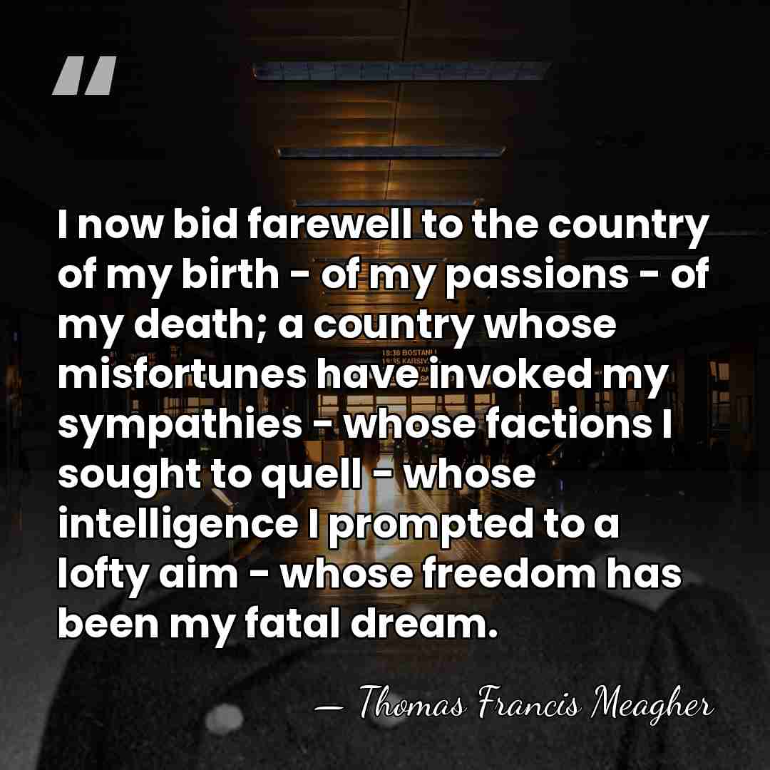 I now bid farewell to the country of my birth - of&hellip; - Thomas Francis Meagher