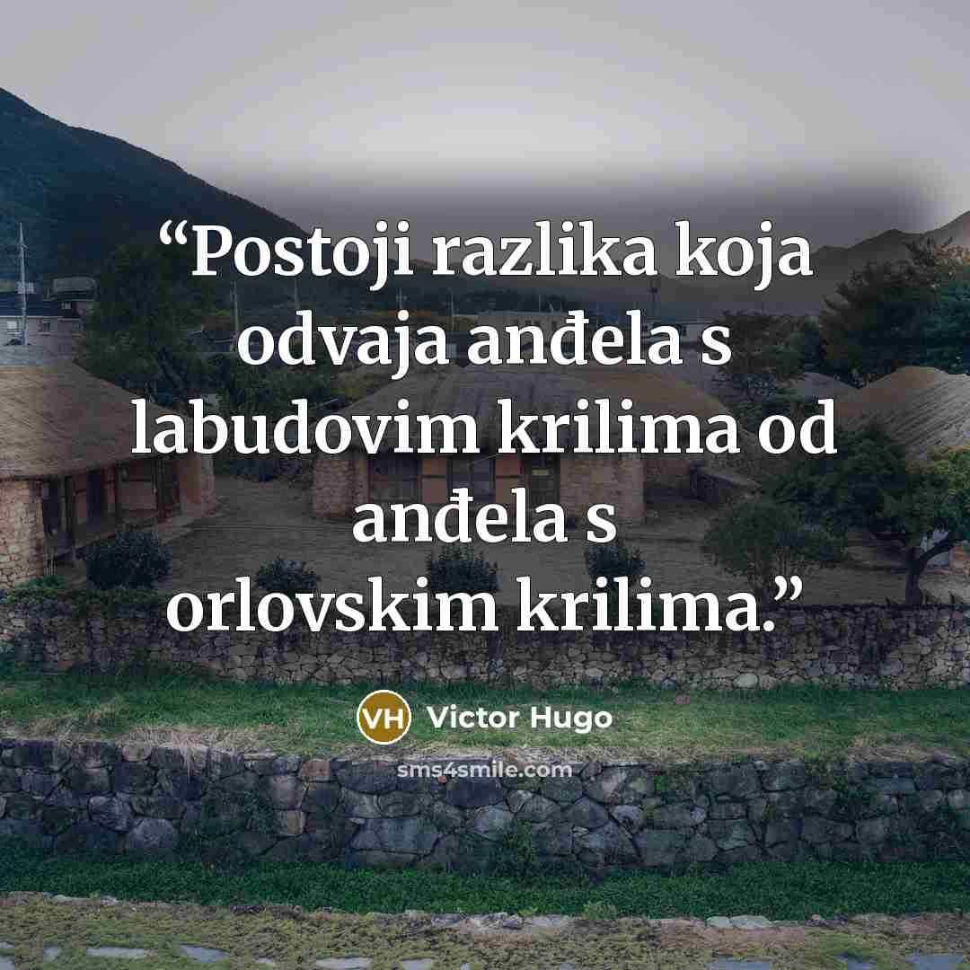 “Postoji razlika koja odvaja anđela s labudovim krilima od anđela s orlovskim krilima.” quote by Victor Hugo