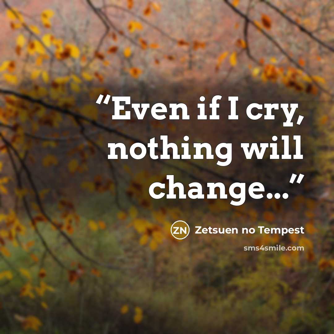 “Even if I cry, nothing will change...” quote by Zetsuen no Tempest