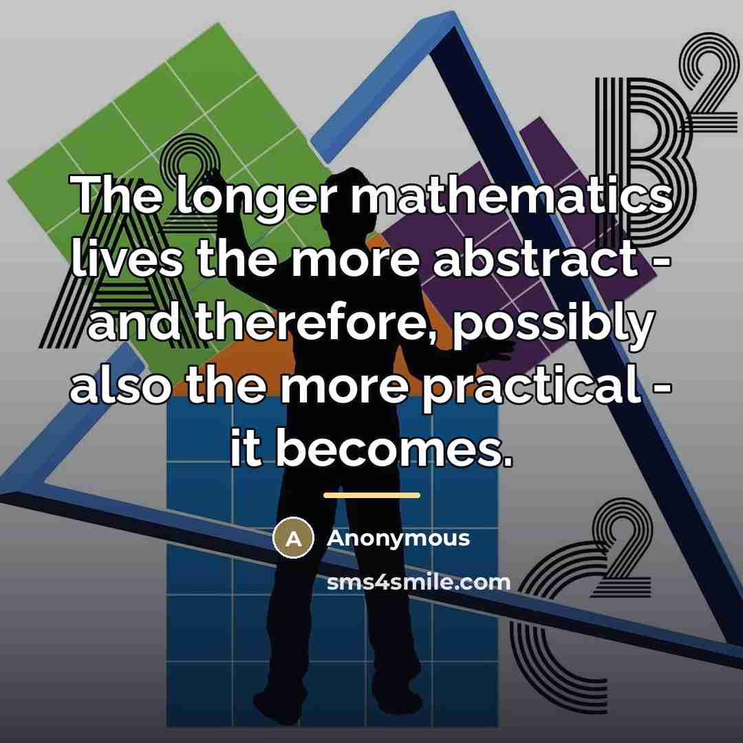 “The longer mathematics lives the more abstract - and therefore,…” quote by Anonymous
