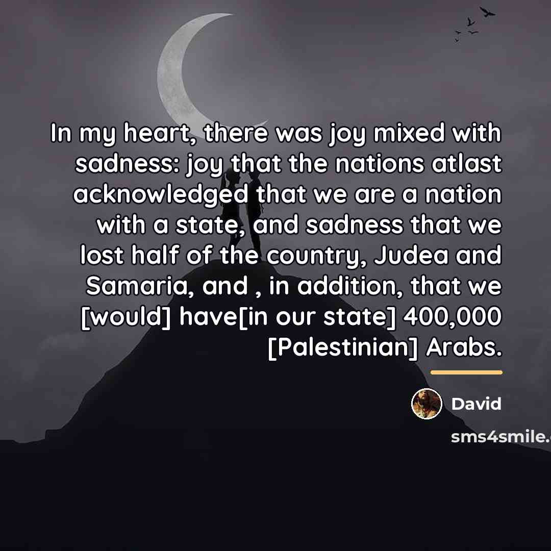 “In my heart, there was joy mixed with sadness: joy…” quote by David