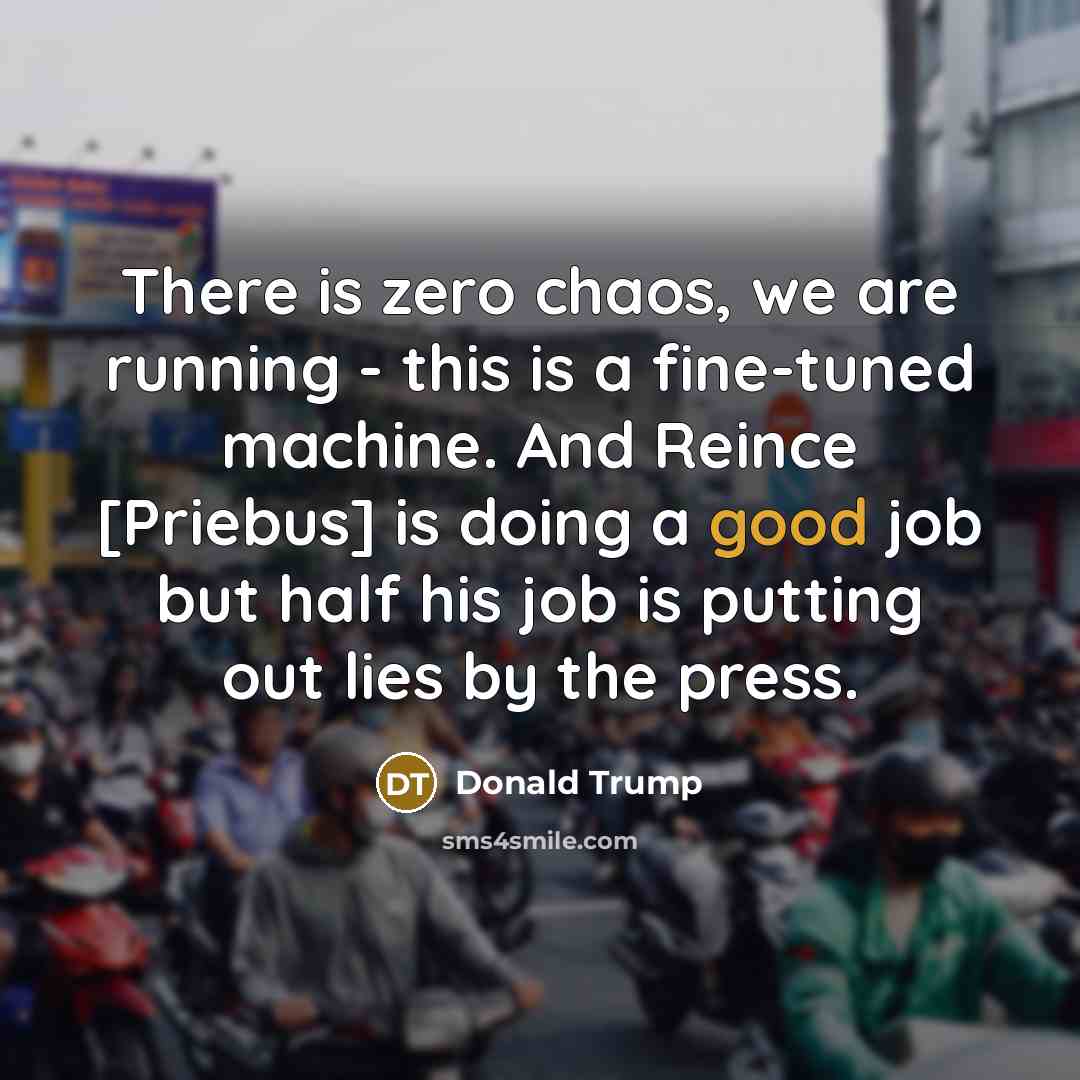 “There is zero chaos, we are running - this is…” quote by Donald Trump