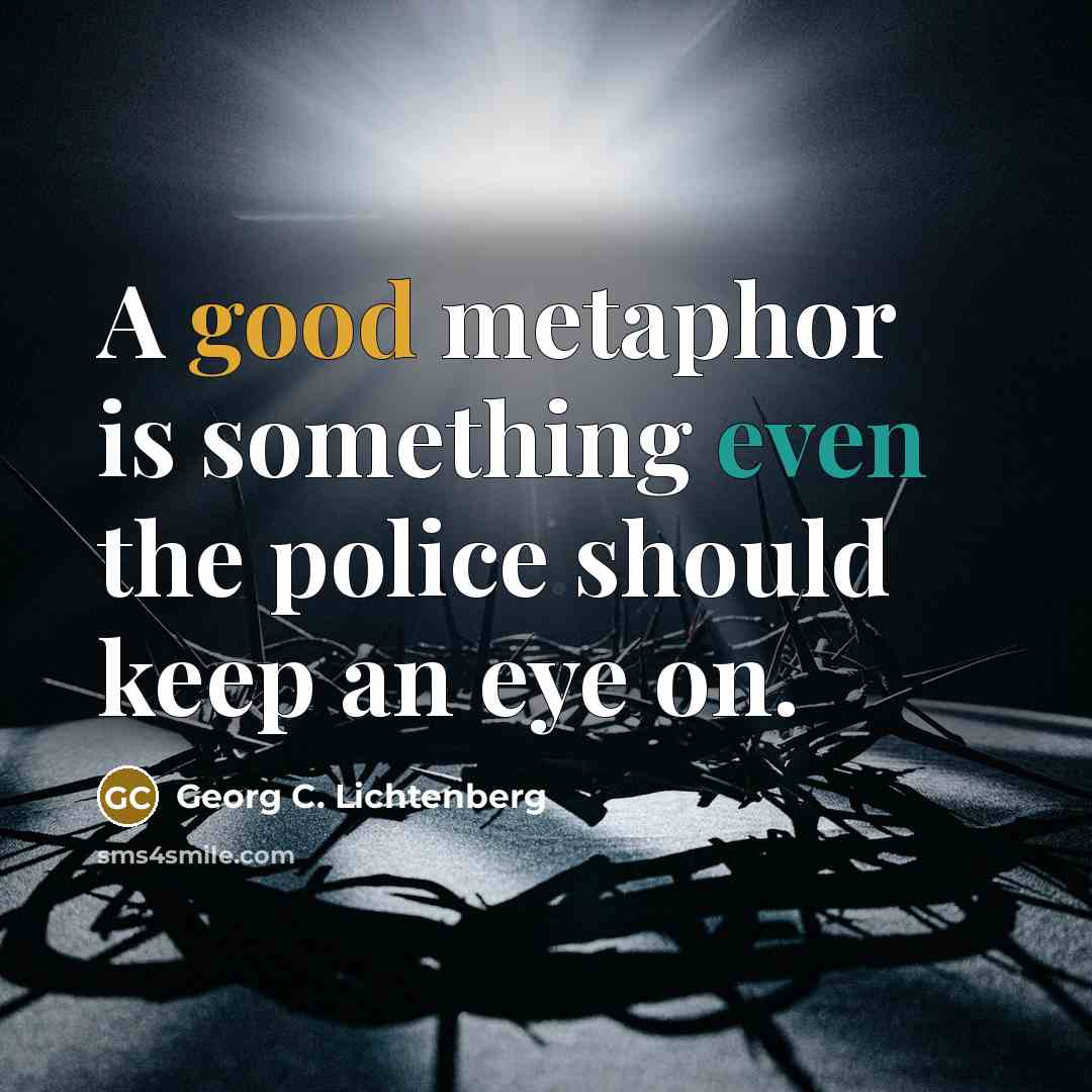 “A good metaphor is something even the police should keep…” quote by Georg C. Lichtenberg