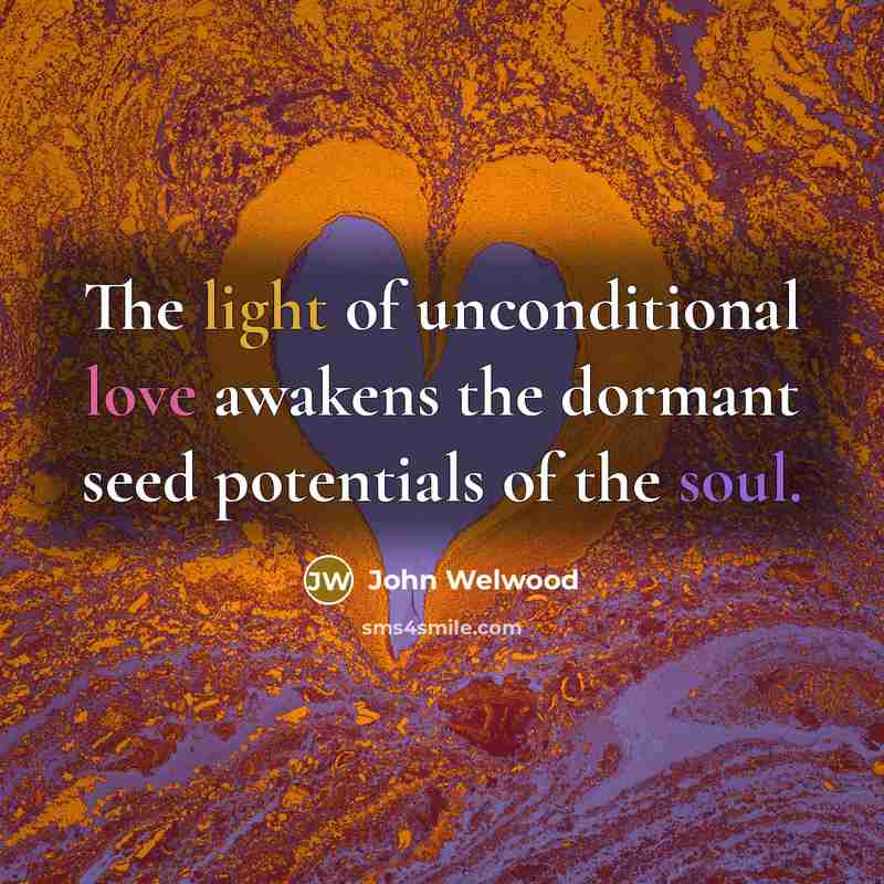 “The light of unconditional love awakens the dormant seed potentials…” quote by John Welwood
