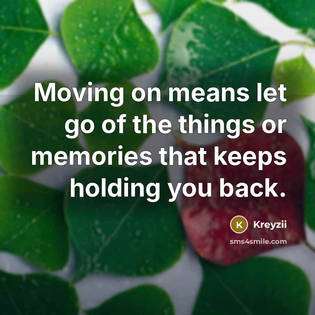 “Moving on means let go of the things or memories…” quote by Kreyzii