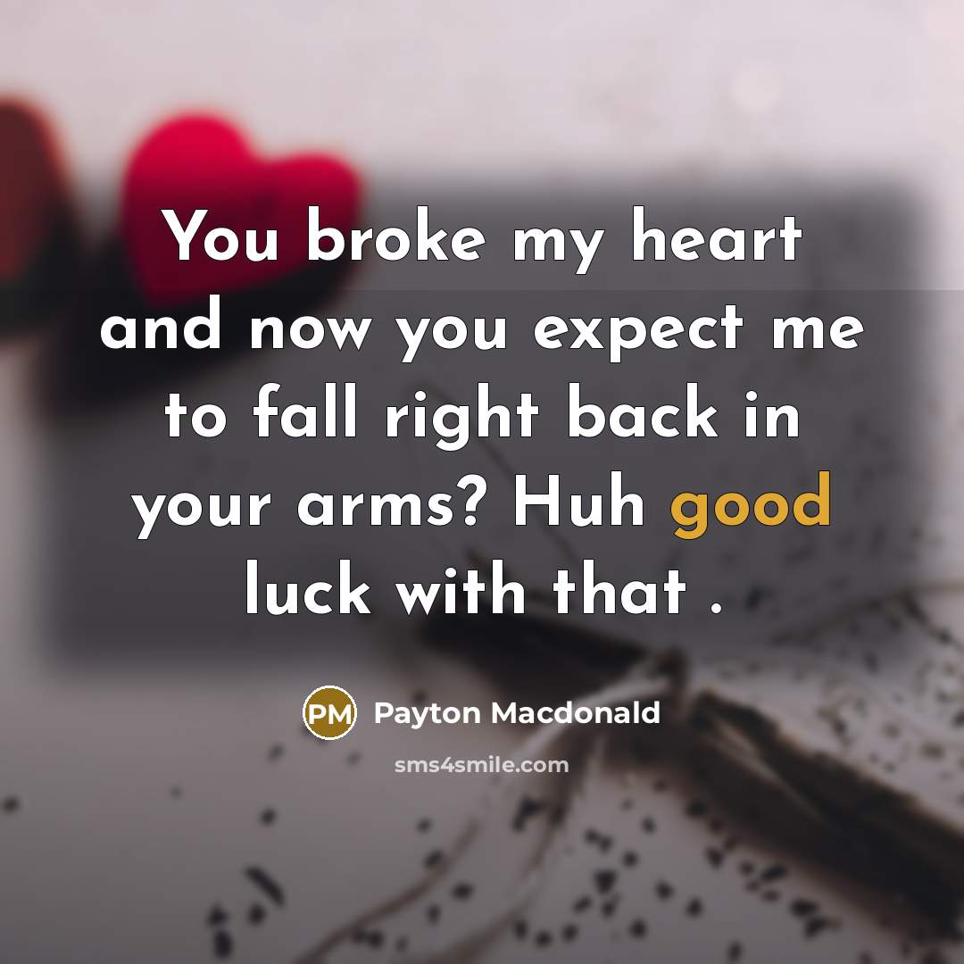 “You broke my heart and now you expect me to…” quote by Payton Macdonald