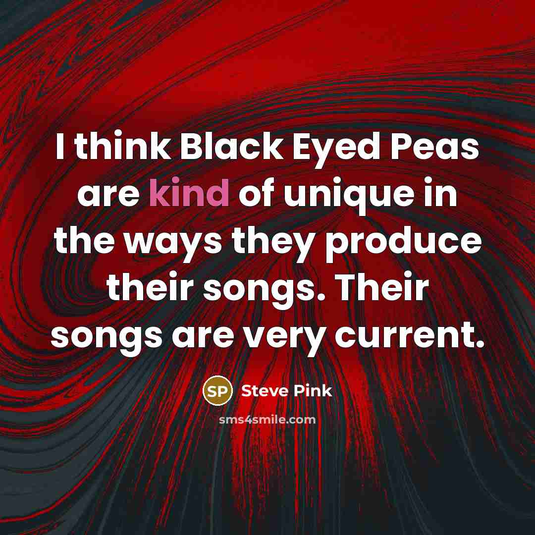 “I think Black Eyed Peas are kind of unique in…” quote by Steve Pink