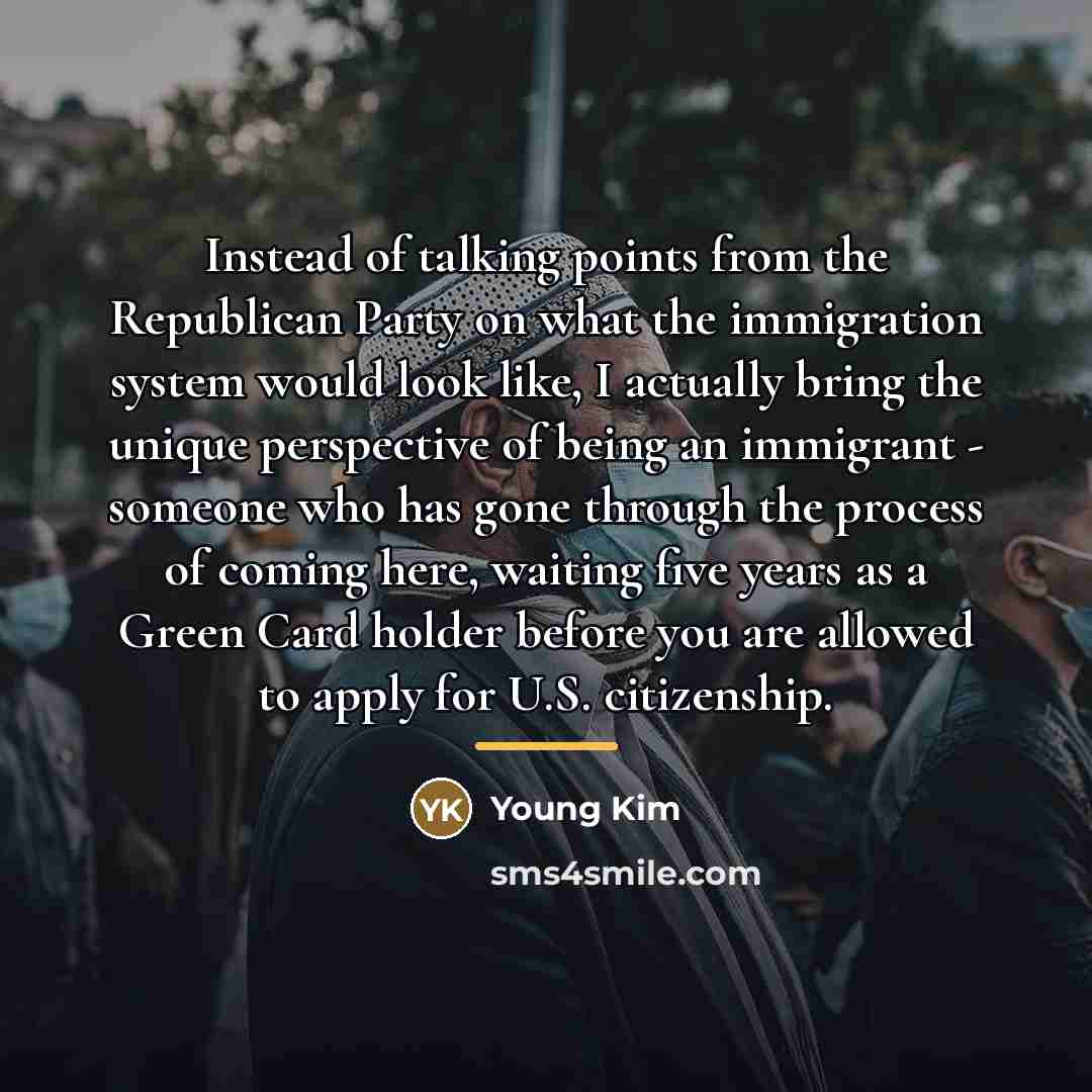 “Instead of talking points from the Republican Party on what…” quote by Young Kim