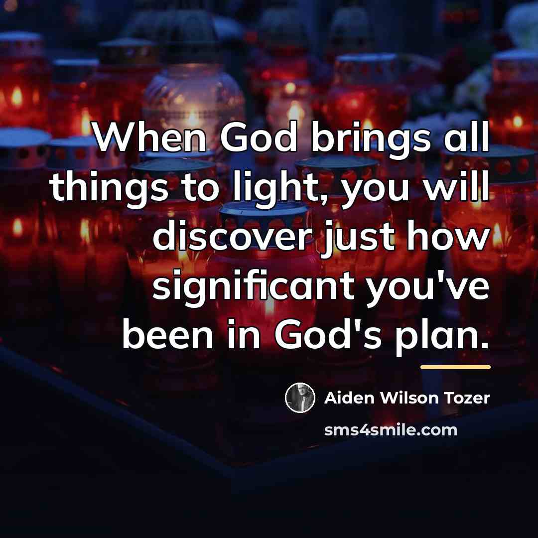 “When God brings all things to light, you will discover…” quote by Aiden Wilson Tozer