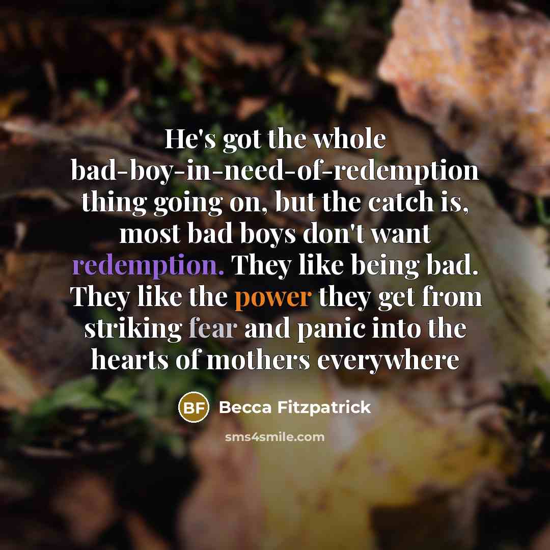 “He's got the whole bad-boy-in-need-of-redemption thing going on, but the…” quote by Becca Fitzpatrick