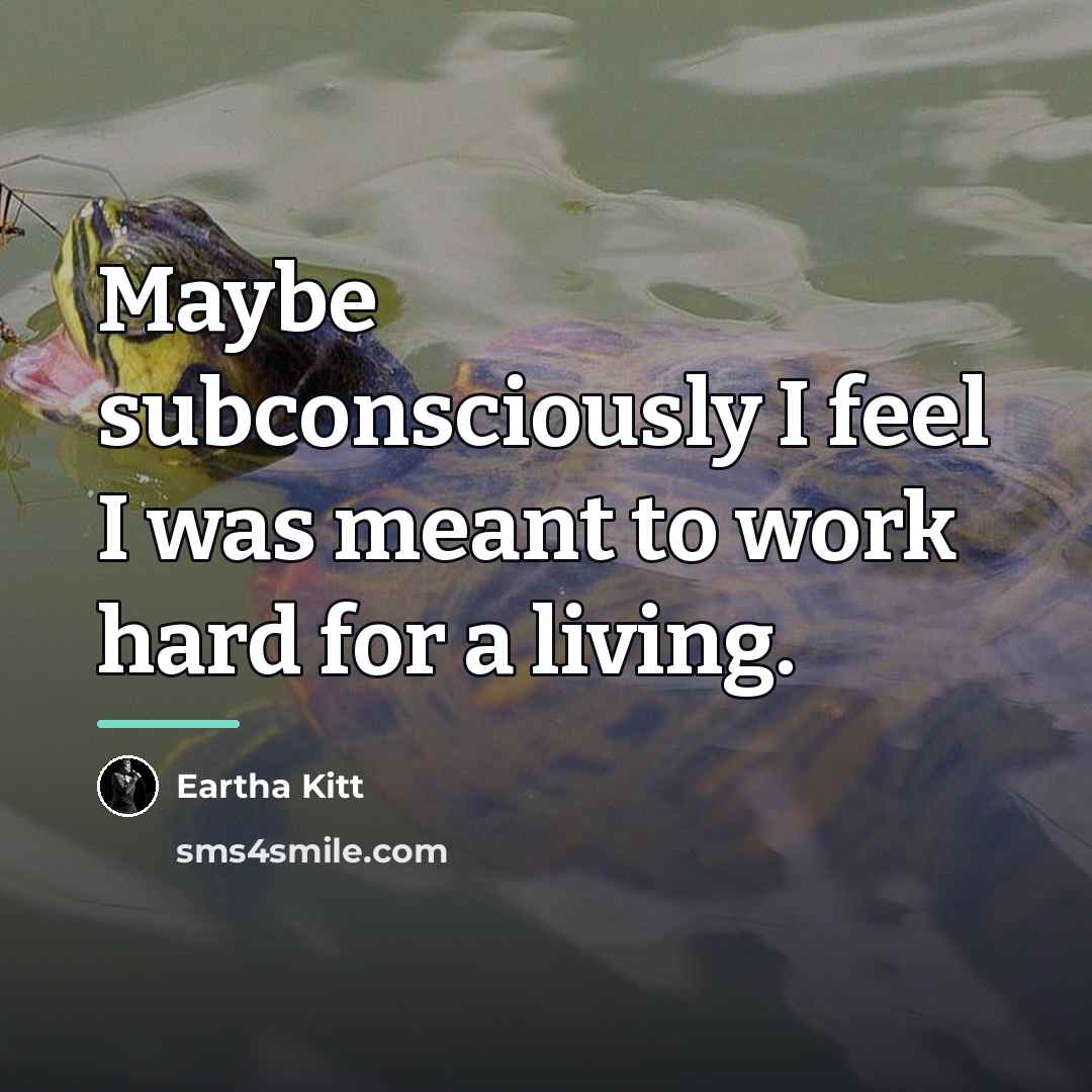 “Maybe subconsciously I feel I was meant to work hard…” quote by Eartha Kitt