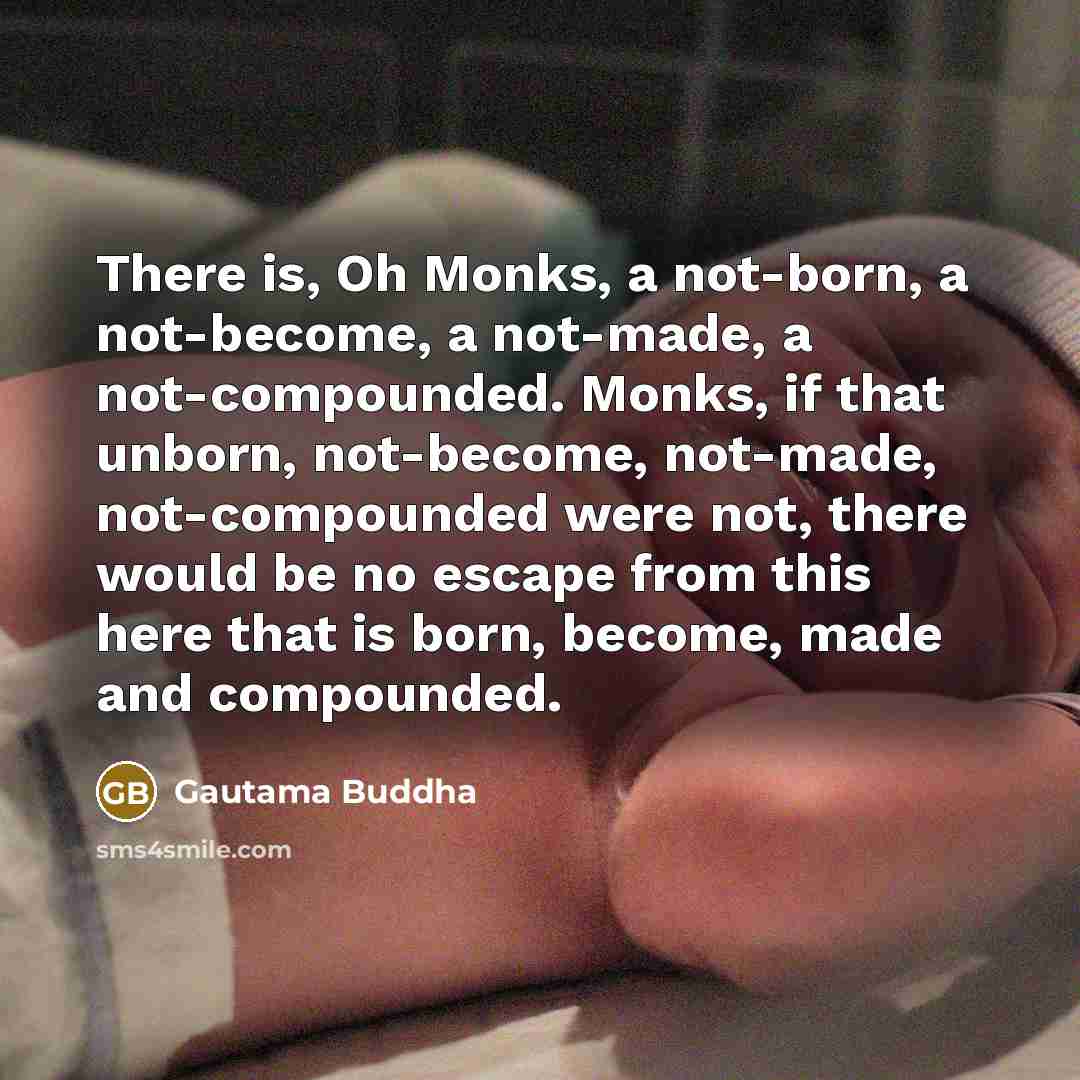 “There is, Oh Monks, a not-born, a not-become, a not-made,…” quote by Gautama Buddha