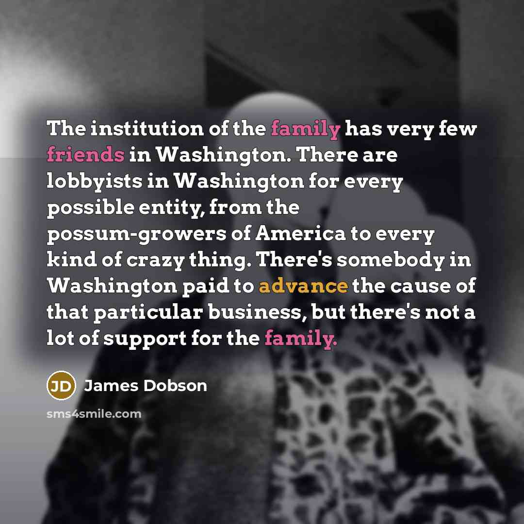 “The institution of the family has very few friends in…” quote by James Dobson