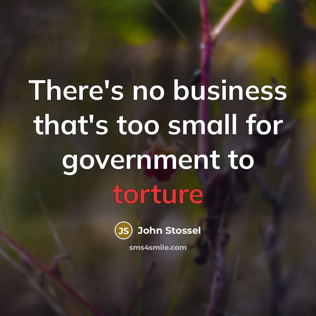 “There's no business that's too small for government to torture…” quote by John Stossel