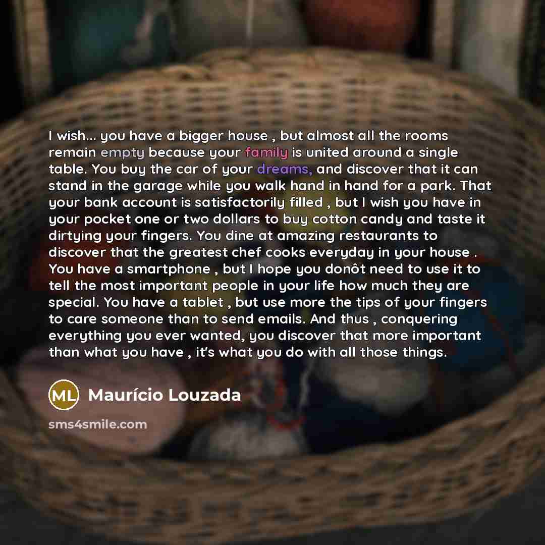“I wish... you have a bigger house , but almost…” quote by Mauricio Louzada