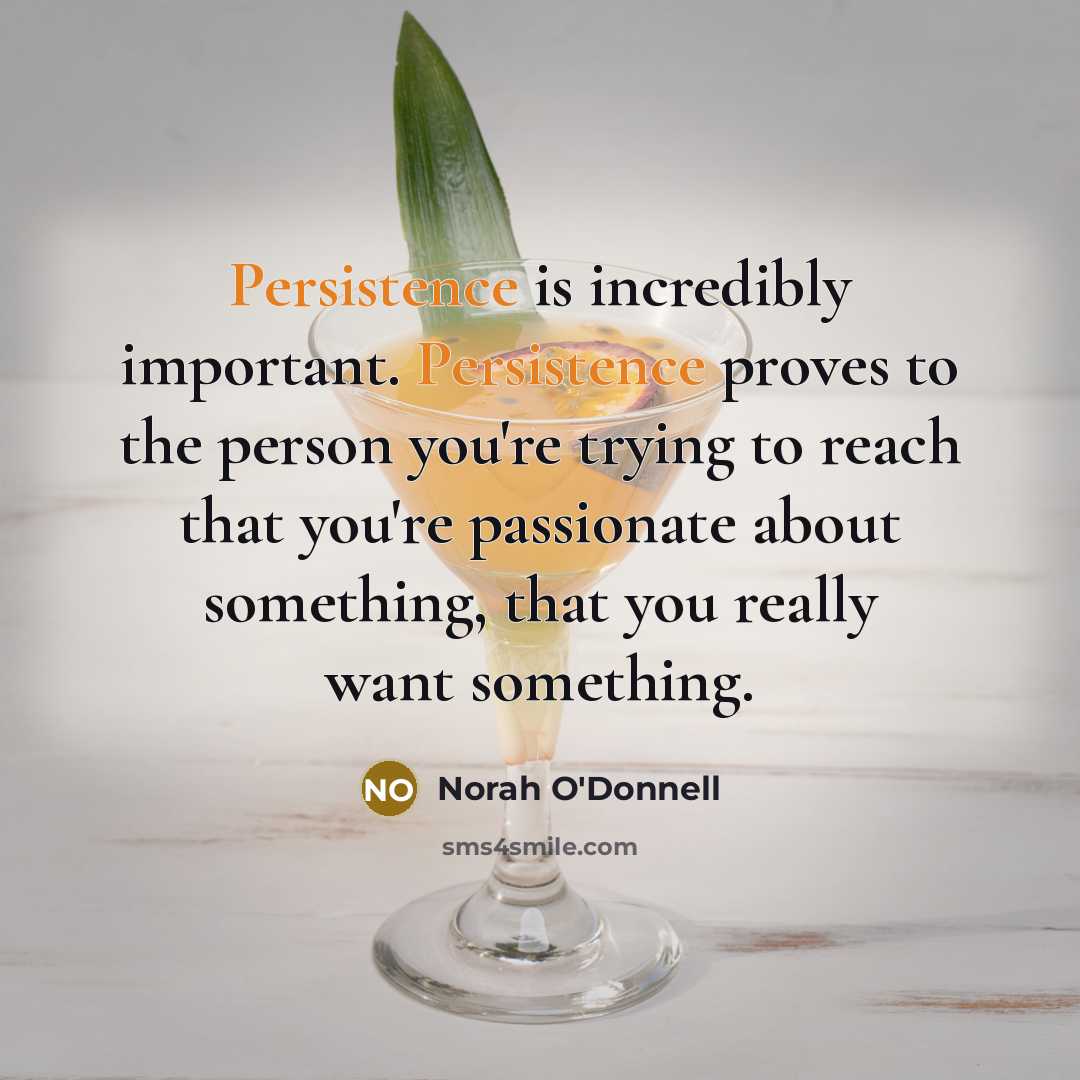 “Persistence is incredibly important. Persistence proves to the person you're…” quote by Norah O'Donnell