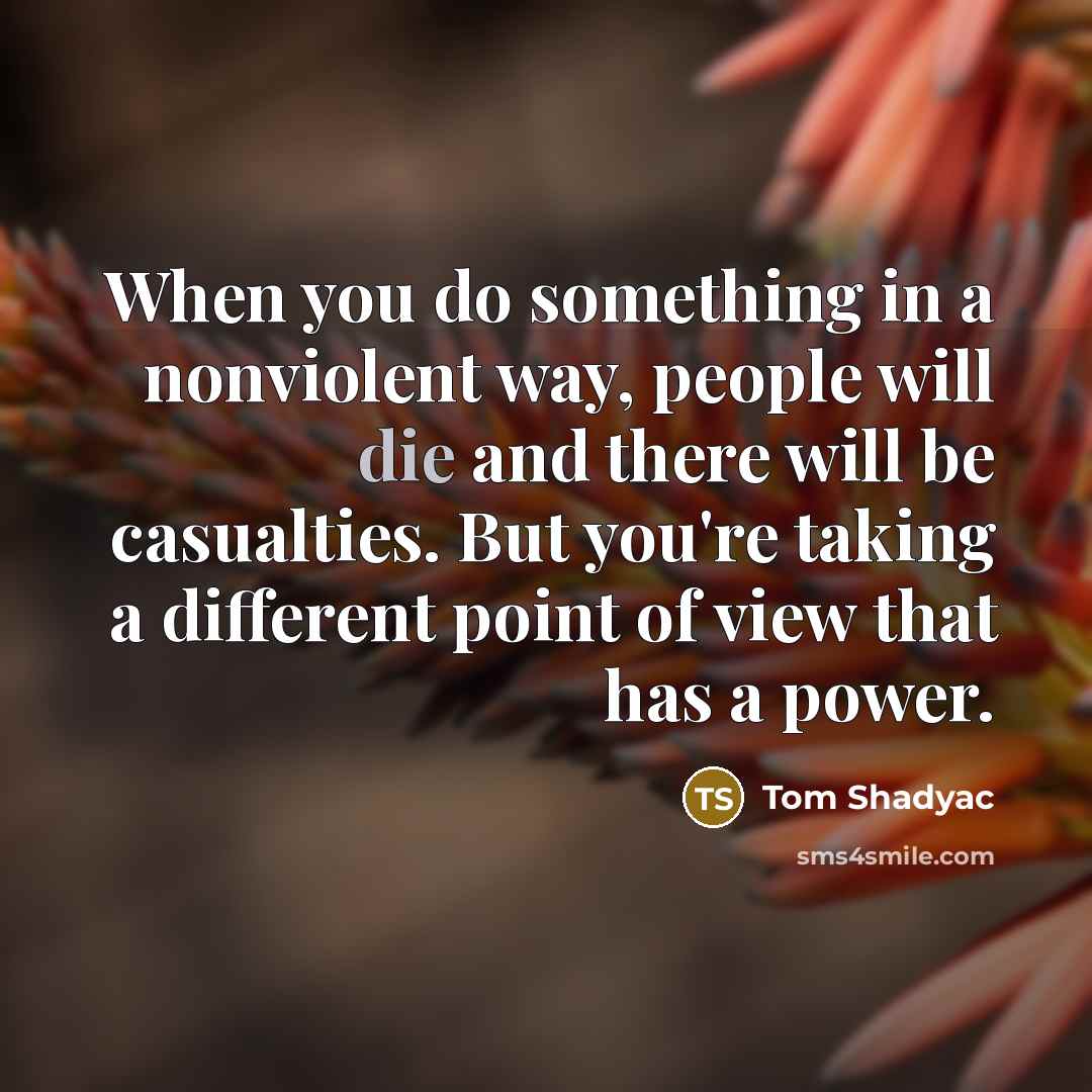 “When you do something in a nonviolent way, people will…” quote by Tom Shadyac