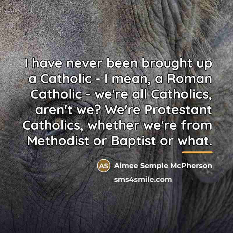 “I have never been brought up a Catholic - I…” quote by Aimee Semple McPherson