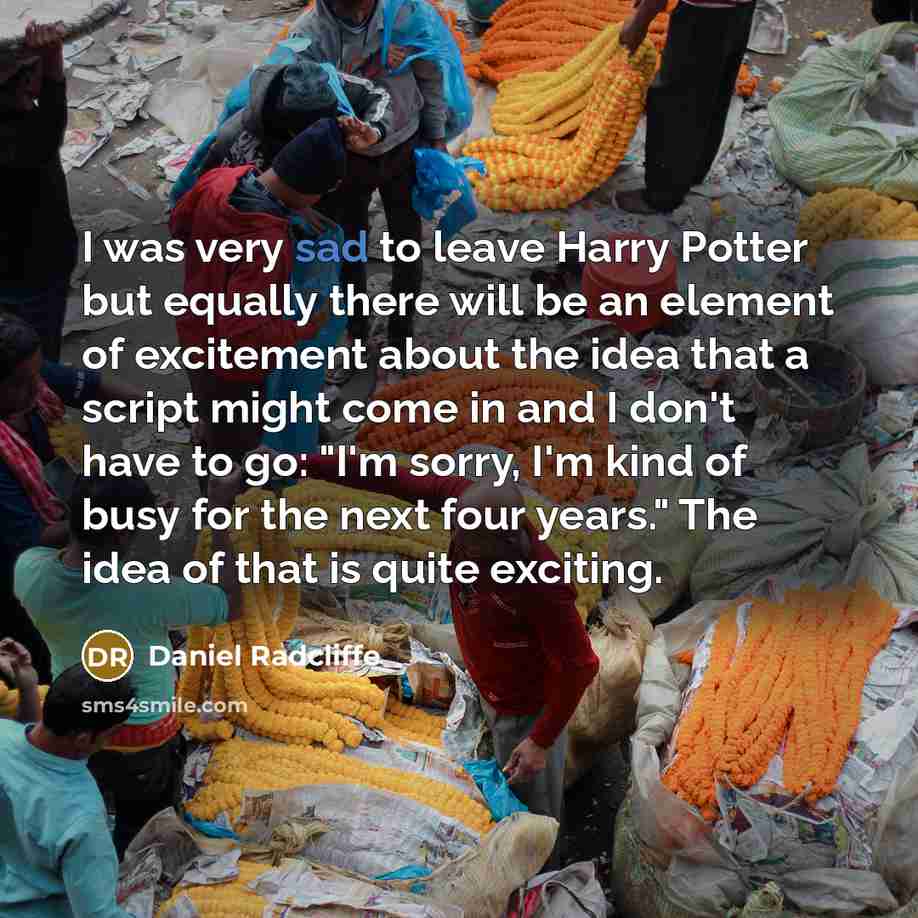 “I was very sad to leave Harry Potter but equally…” quote by Daniel Radcliffe