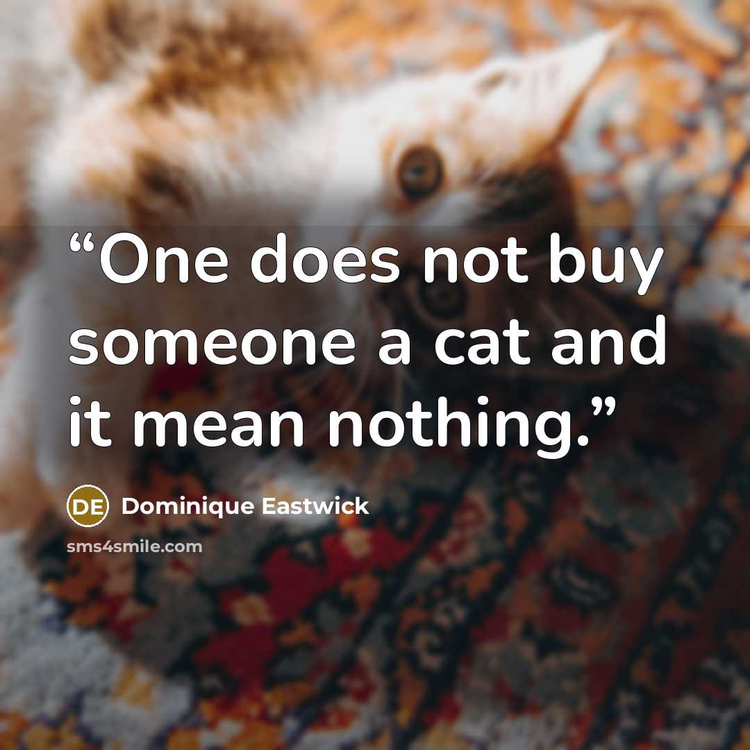 “One does not buy someone a cat and it mean nothing.” quote by Dominique Eastwick