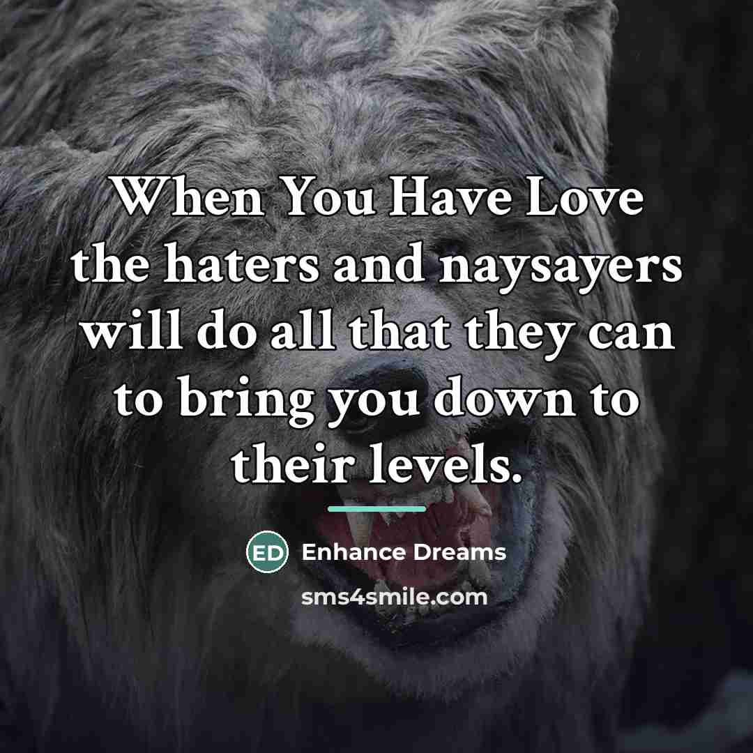 “When You Have Love the haters and naysayers will do…” quote by Enhance Dreams
