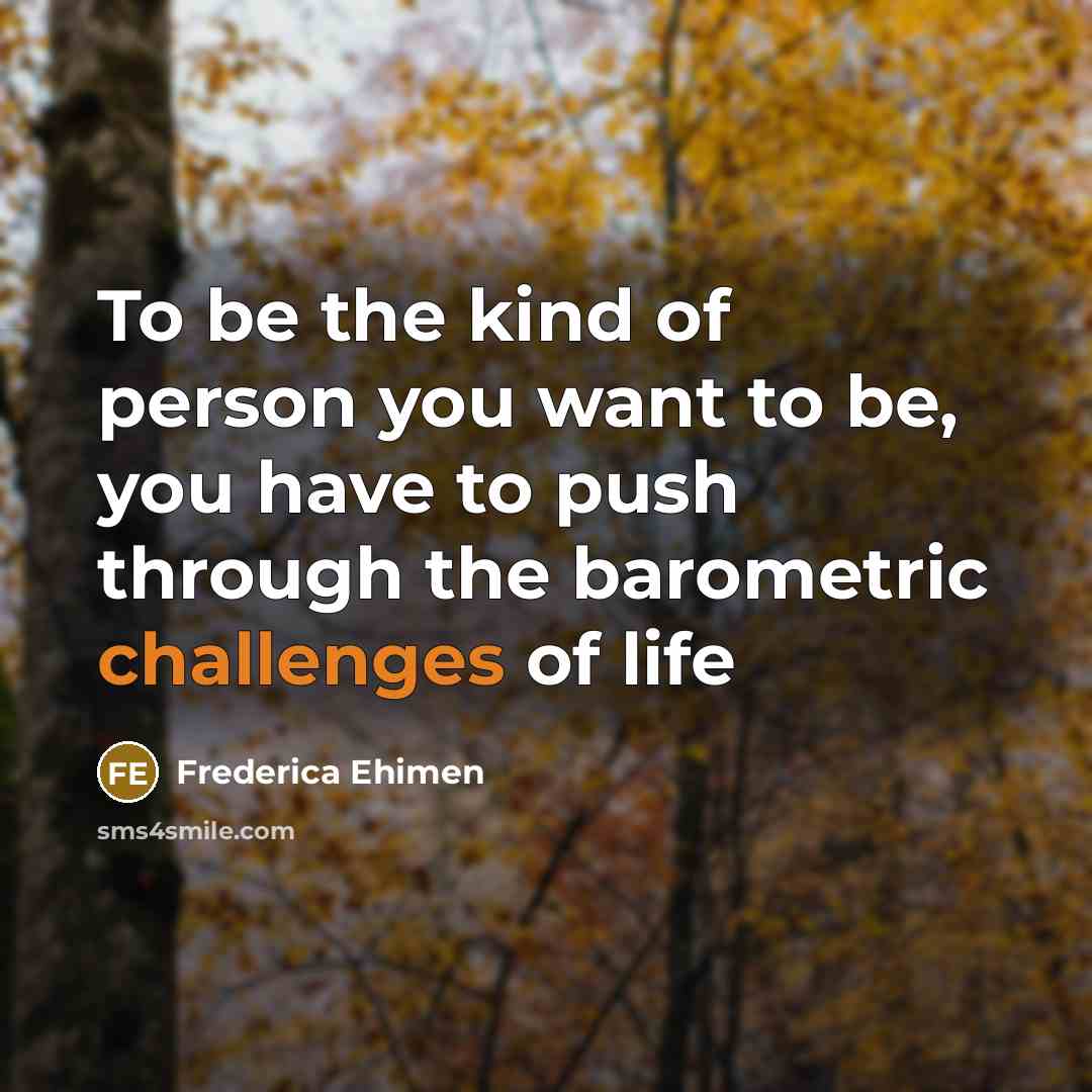 “To be the kind of person you want to be,…” quote by Frederica Ehimen