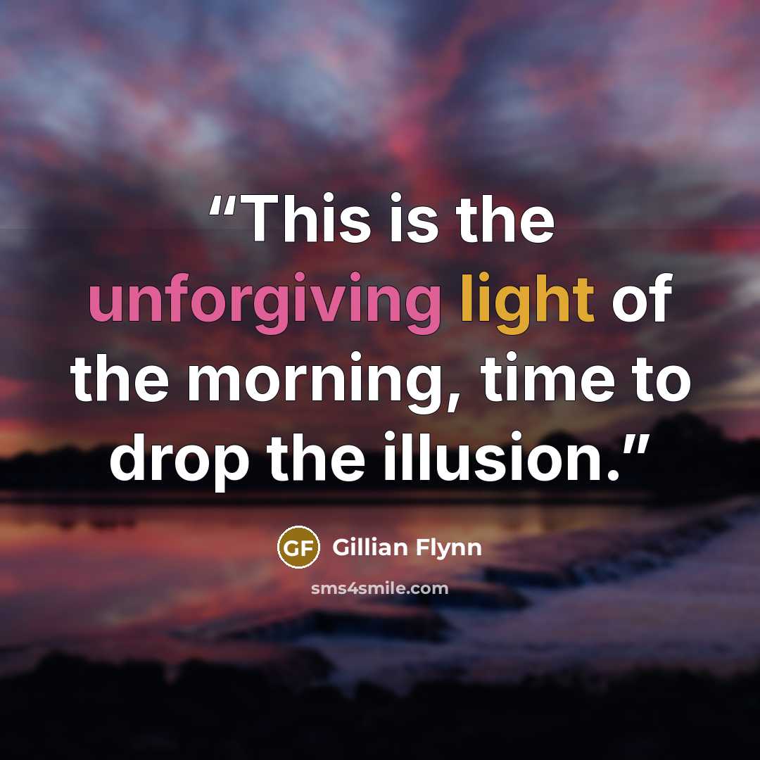 “This is the unforgiving light of the morning, time to drop the illusion.” quote by Gillian Flynn