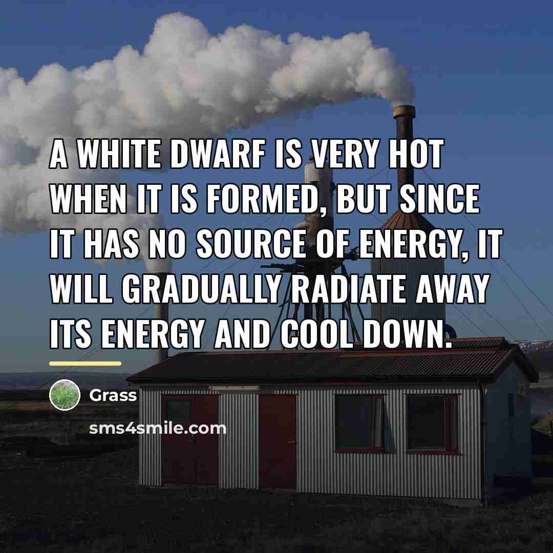 “A white dwarf is very hot when it is formed,…” quote by Grass