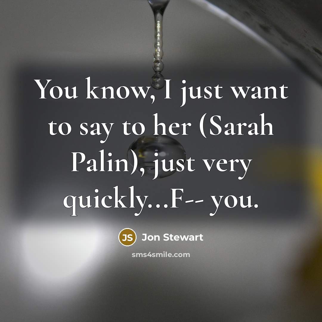 “You know, I just want to say to her (Sarah…” quote by Jon Stewart