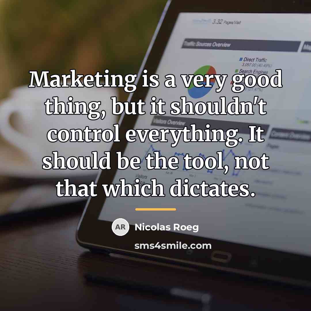 “Marketing is a very good thing, but it shouldn't control…” quote by Nicolas Roeg