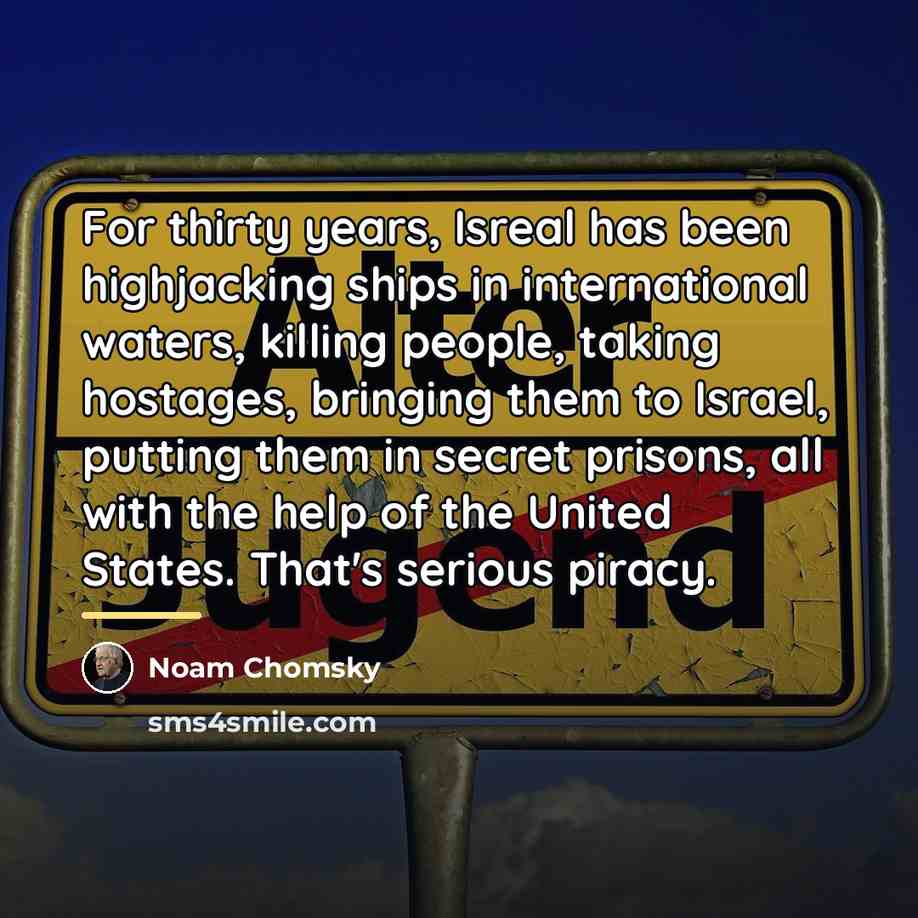 “For thirty years, Isreal has been highjacking ships in international…” quote by Noam Chomsky
