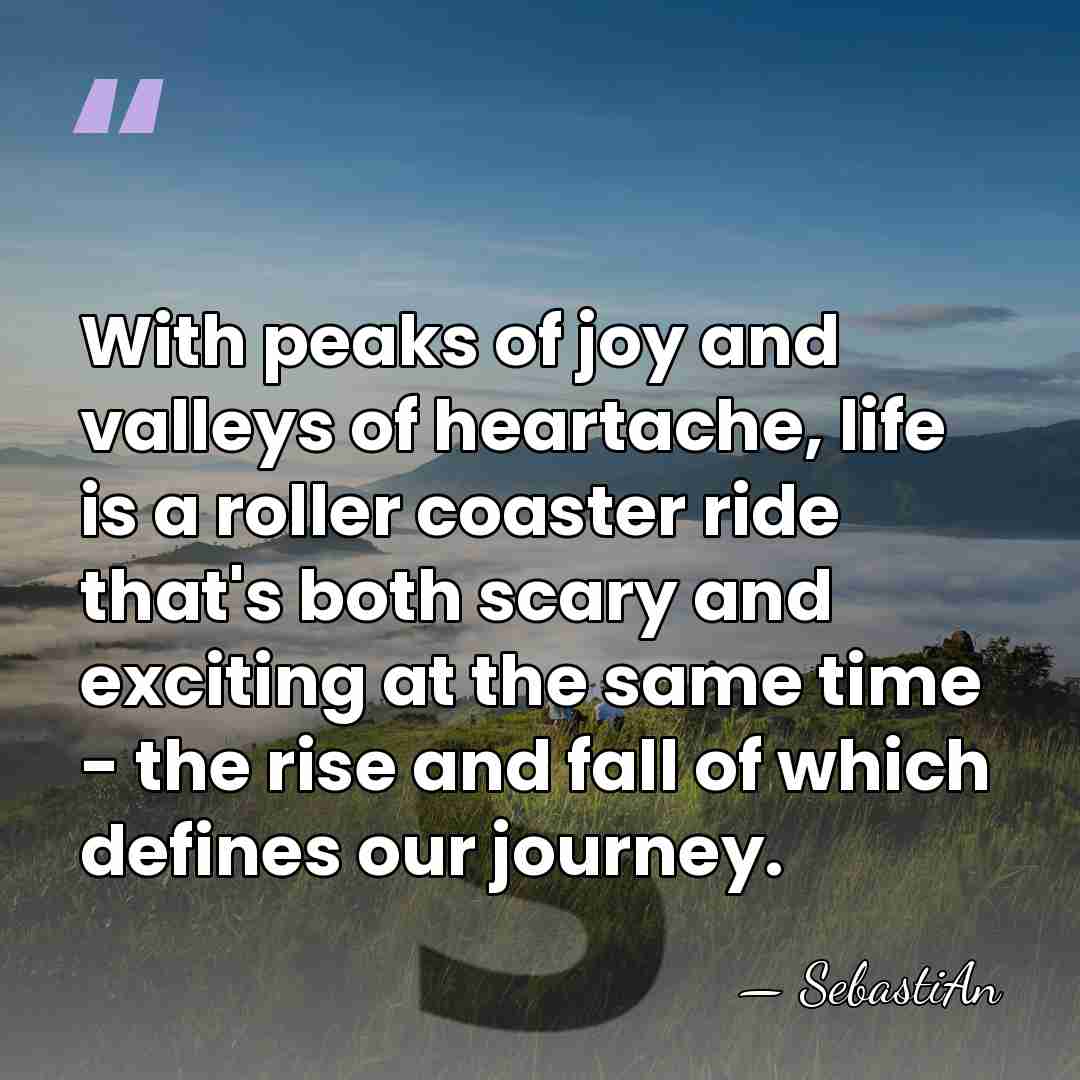 With peaks of joy and valleys of heartache, life is a roller&hellip; - SebastiAn