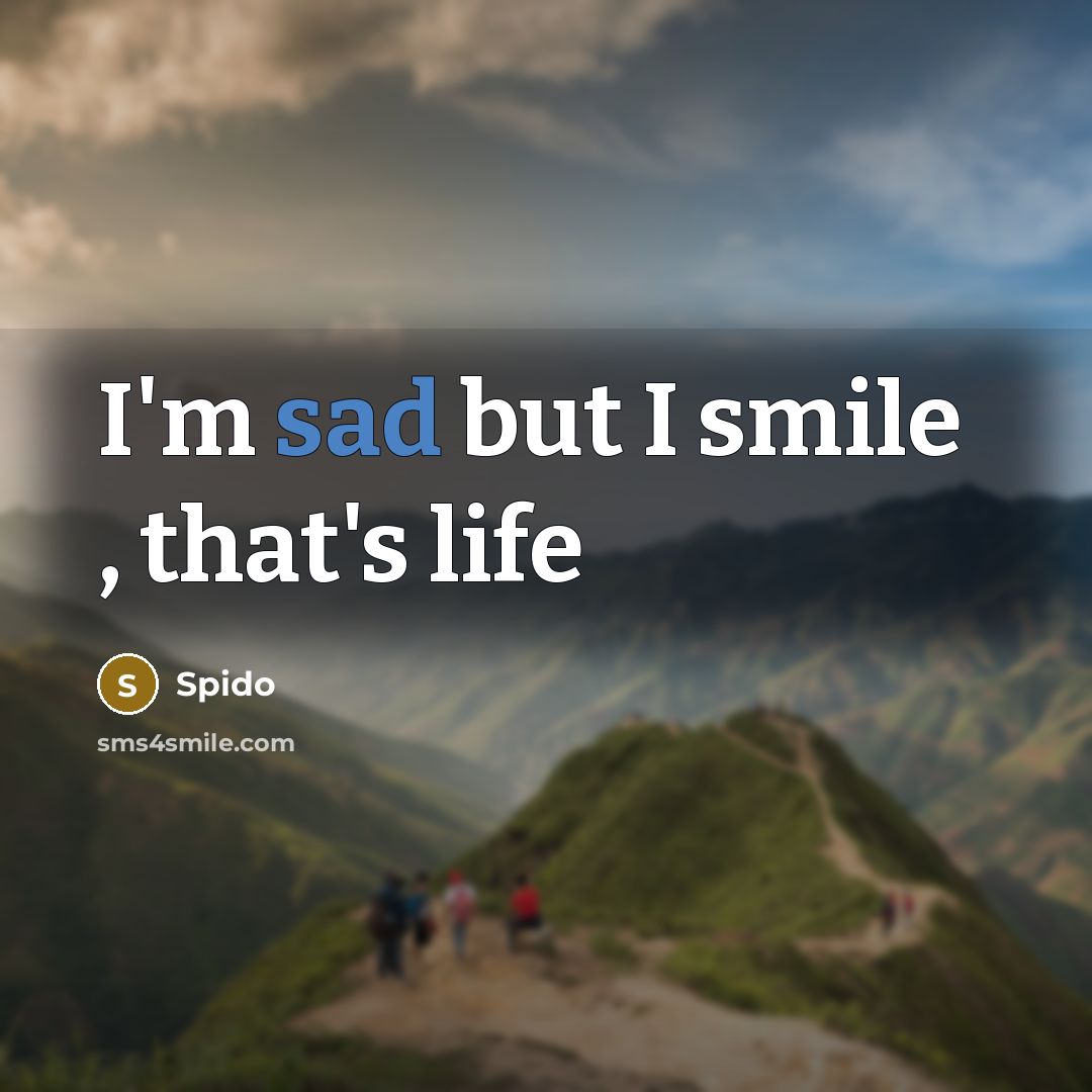 “I'm sad but I smile , that's life…” quote by Spido
