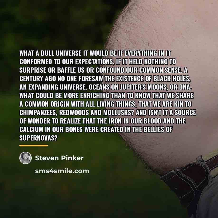 “What a dull universe it would be if everything in…” quote by Steven Pinker