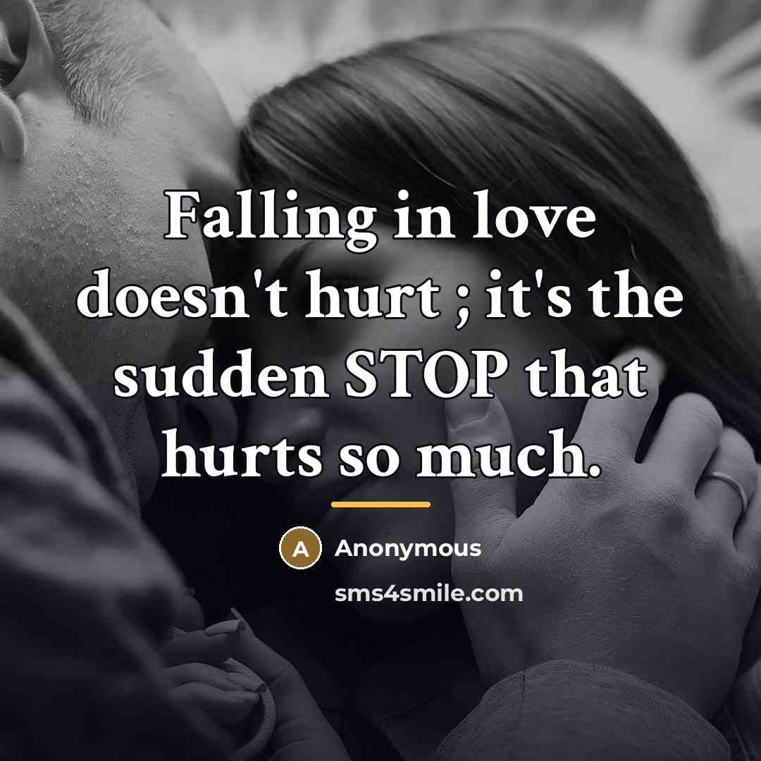 “Falling in love doesn't hurt ; it's the sudden STOP…” quote by Anonymous