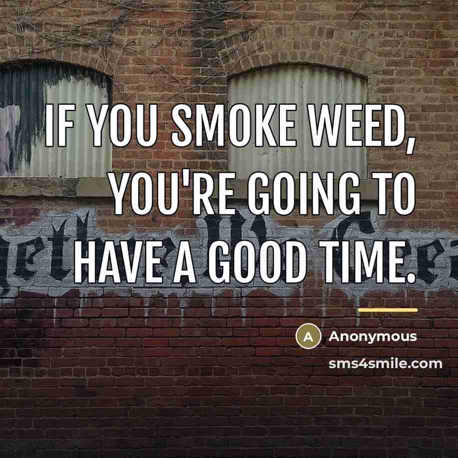 “If you smoke weed, you're going to have a good…” quote by Anonymous