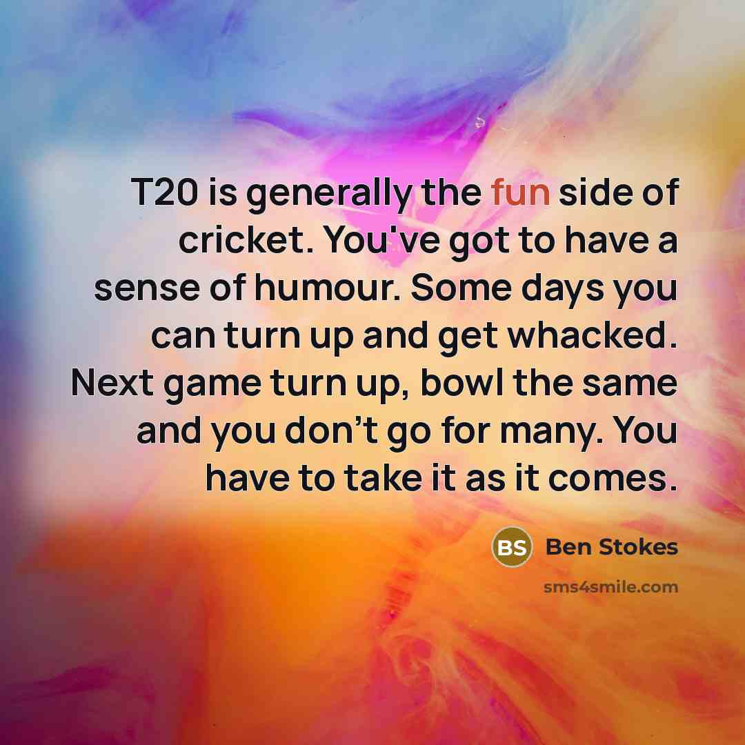 “T20 is generally the fun side of cricket. You've got…” quote by Ben Stokes