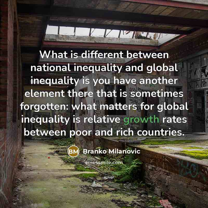 “What is different between national inequality and global inequality is…” quote by Branko Milanovic