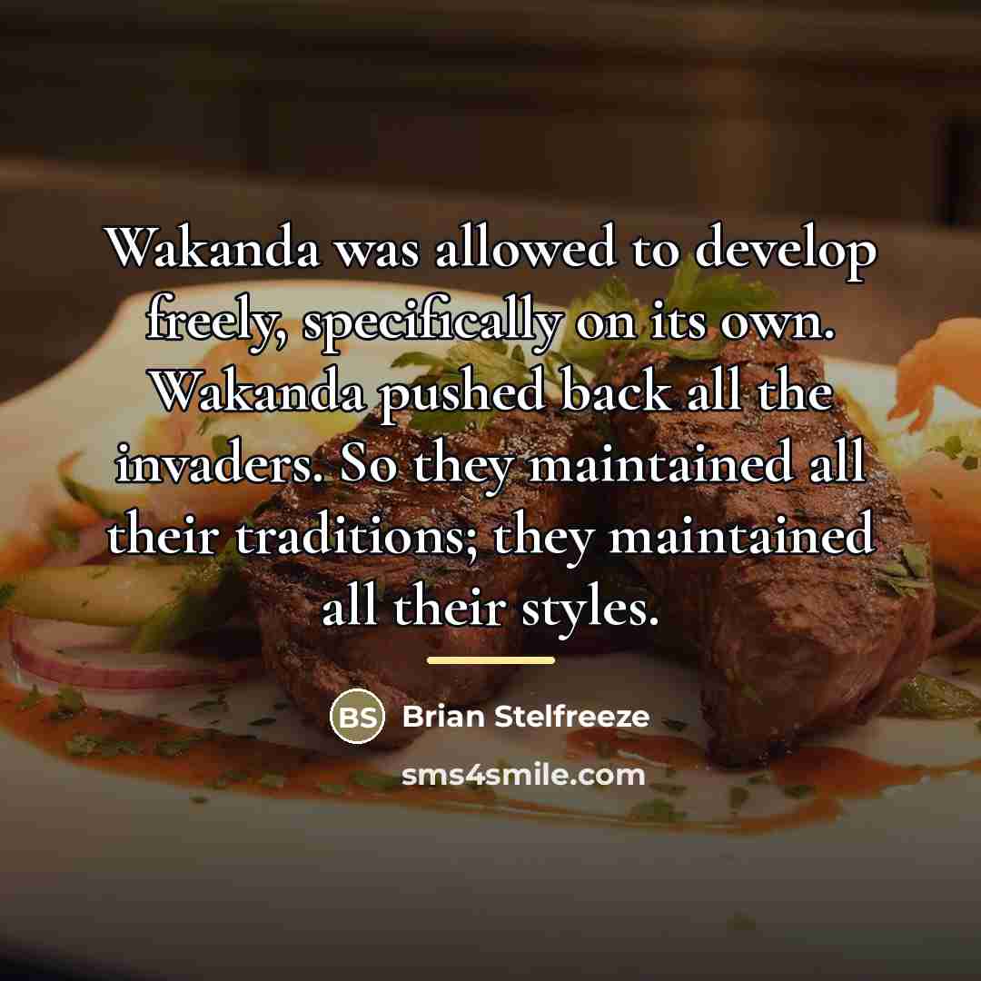 “Wakanda was allowed to develop freely, specifically on its own.…” quote by Brian Stelfreeze